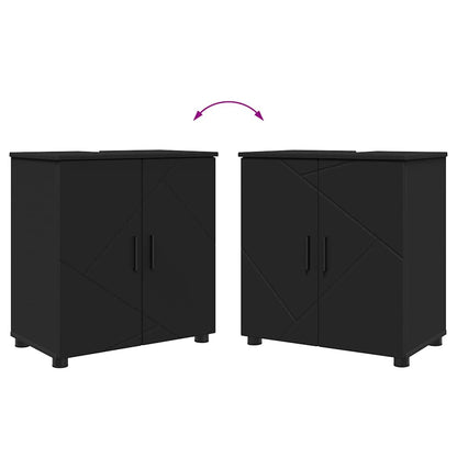 vidaXL Badezimmermöbel-Set 2 pcs Schwarz Holzwerkstoff & Metall