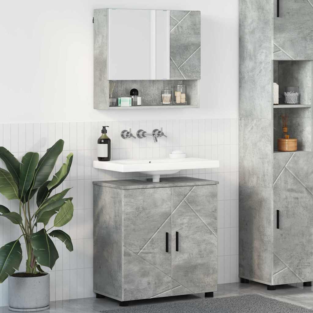 vidaXL Badezimmermöbel-Set 2 pcs Beton Grau Holzwerkstoff & Metall