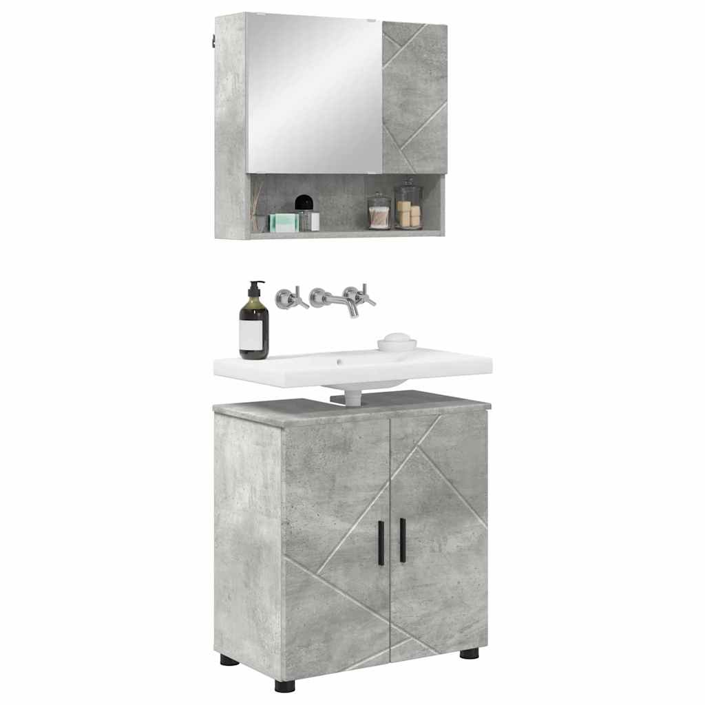vidaXL Badezimmermöbel-Set 2 pcs Beton Grau Holzwerkstoff & Metall