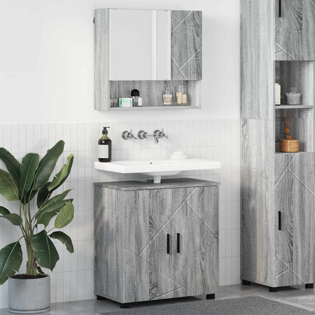 vidaXL Badezimmermöbel-Set 2 pcs Graues Sonoma Holzwerkstoff & Metall