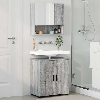 vidaXL Badezimmermöbel-Set 2 pcs Graues Sonoma Holzwerkstoff & Metall