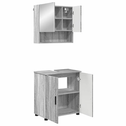 vidaXL Badezimmermöbel-Set 2 pcs Graues Sonoma Holzwerkstoff & Metall