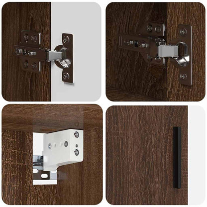 vidaXL Badezimmermöbel-Set Wandmontiert 2 pcs Braun Eichen-Optik