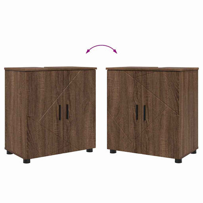 vidaXL Badezimmermöbel-Set Wandmontiert 2 pcs Braun Eichen-Optik