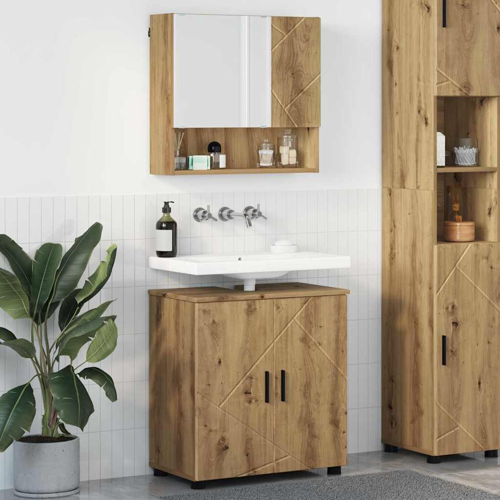 vidaXL Badezimmermöbel-Set 2 pcs Artisan-Eiche Holzwerkstoff & Metall