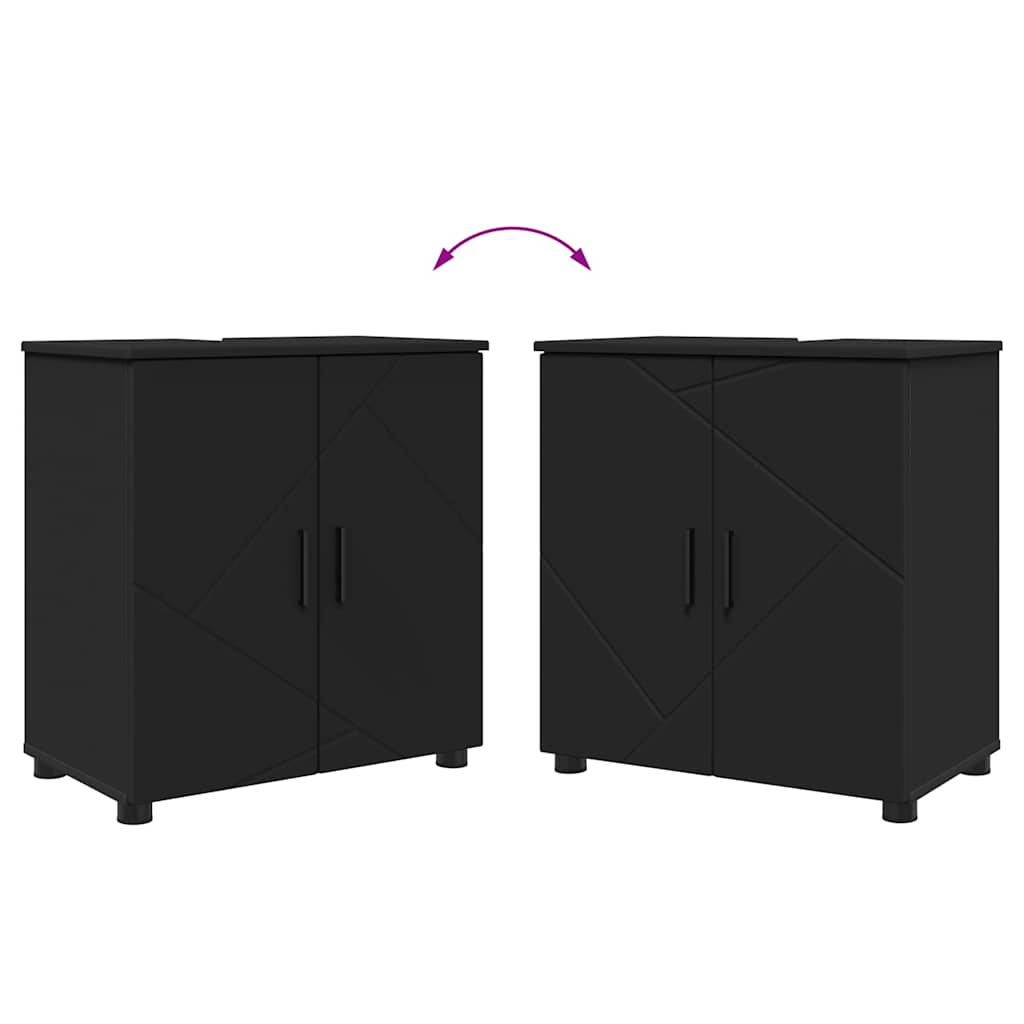 vidaXL Badezimmermöbel-Set 3 pcs Schwarz Holzwerkstoff & Metall