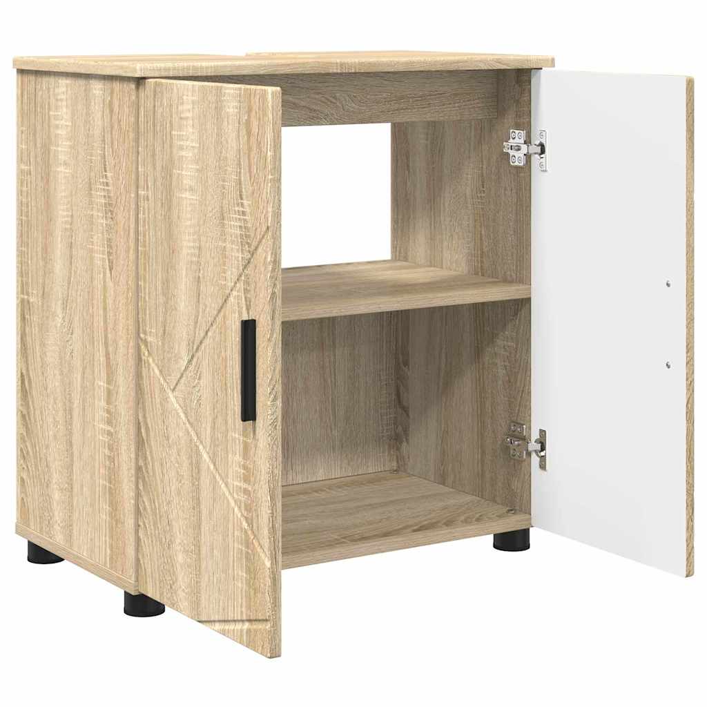 vidaXL Badezimmermöbel-Set 3 pcs Sonoma-Eiche Holzwerkstoff & Metall