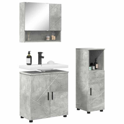 vidaXL Badezimmermöbel Set Wandmontiert 3 pcs Betongrau Holzwerkstoff