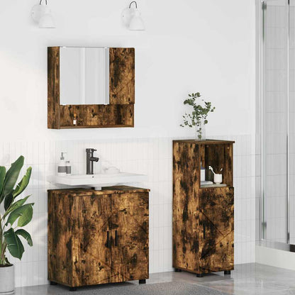 vidaXL Badezimmermöbel-Set Wandmontiert 3 pcs Geräucherte Eiche