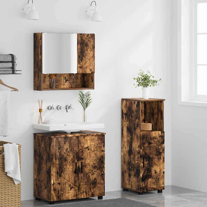 vidaXL Badezimmermöbel-Set Wandmontiert 3 pcs Geräucherte Eiche