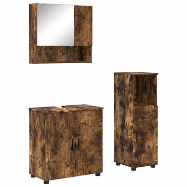 vidaXL Badezimmermöbel-Set Wandmontiert 3 pcs Geräucherte Eiche