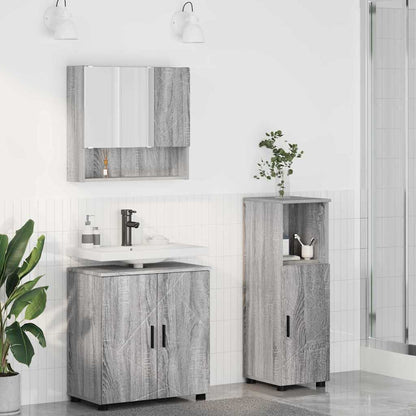 vidaXL Badezimmermöbel-Set 3 pcs Graues Sonoma Holzwerkstoff & Metall