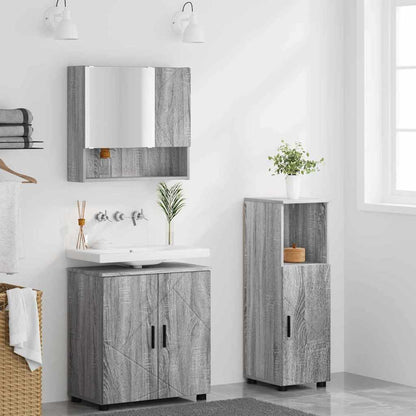 vidaXL Badezimmermöbel-Set 3 pcs Graues Sonoma Holzwerkstoff & Metall