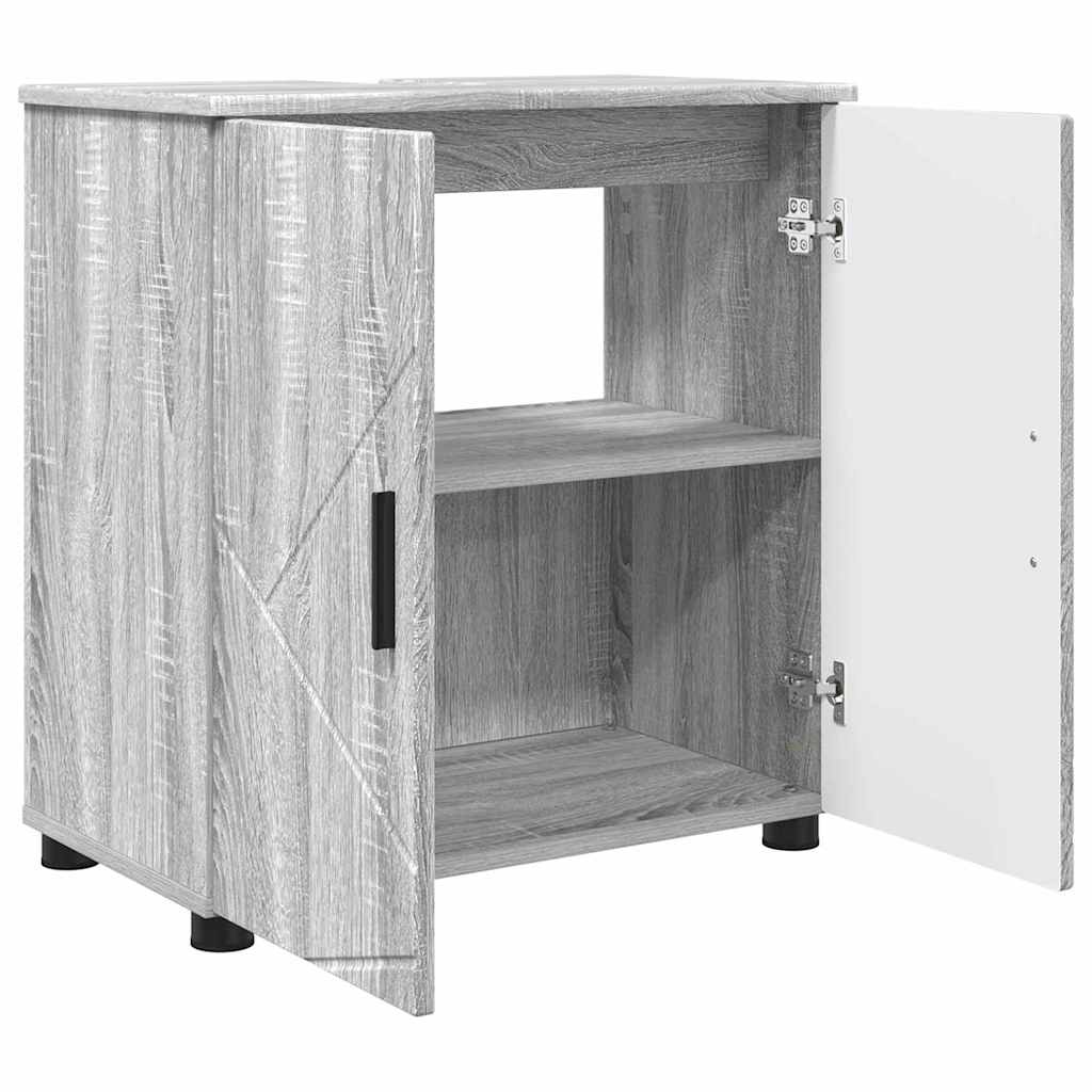 vidaXL Badezimmermöbel-Set 3 pcs Graues Sonoma Holzwerkstoff & Metall