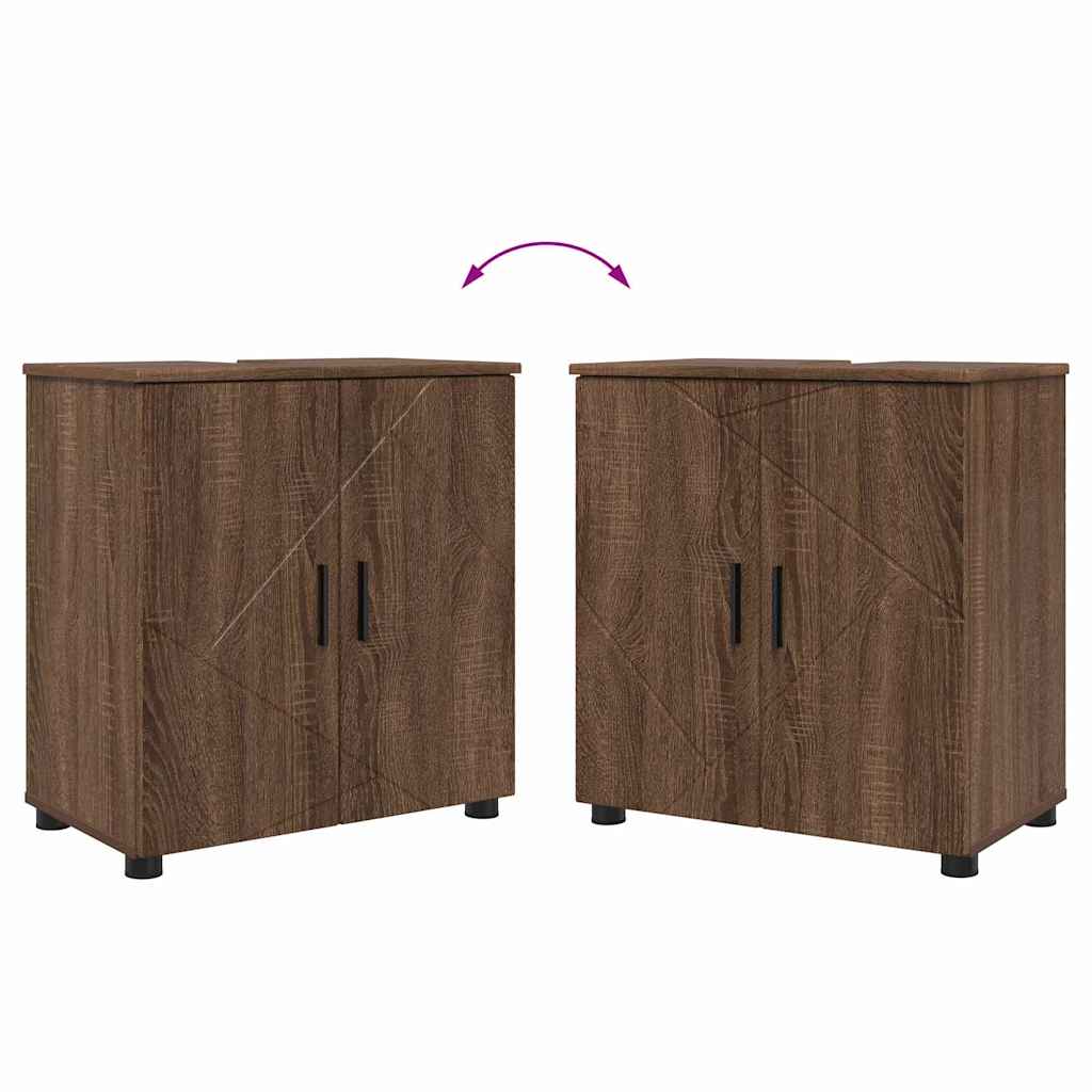 vidaXL Badezimmermöbel-Set Wandmontiert 3 pcs Braun Eichen-Optik