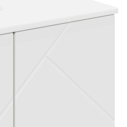 vidaXL Badezimmermöbel-Set mit Tür 3 pcs Weiß Holzwerkstoff & Metall