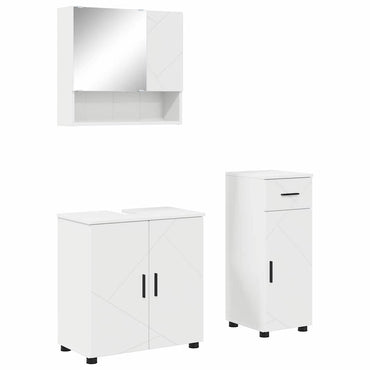 vidaXL Badezimmermöbel-Set mit Tür 3 pcs Weiß Holzwerkstoff & Metall