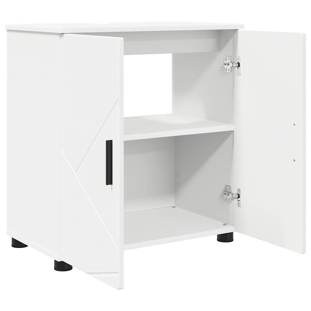 vidaXL Badezimmermöbel-Set mit Tür 3 pcs Weiß Holzwerkstoff & Metall