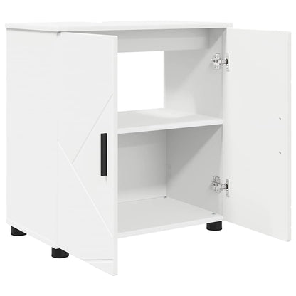 vidaXL Badezimmermöbel-Set mit Tür 3 pcs Weiß Holzwerkstoff & Metall