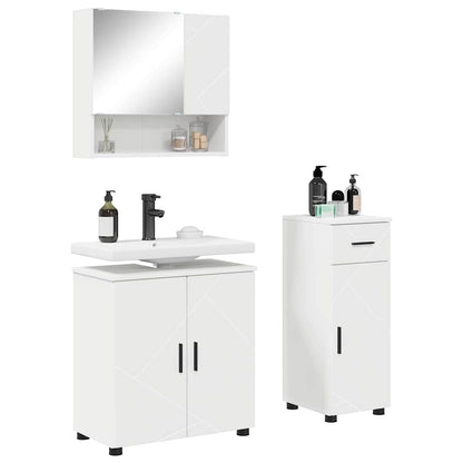 vidaXL Badezimmermöbel-Set mit Tür 3 pcs Weiß Holzwerkstoff & Metall