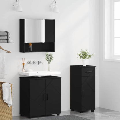 vidaXL Badezimmermöbel-Set 3 pcs Schwarz Holzwerkstoff & Metall