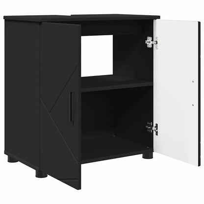 vidaXL Badezimmermöbel-Set 3 pcs Schwarz Holzwerkstoff & Metall