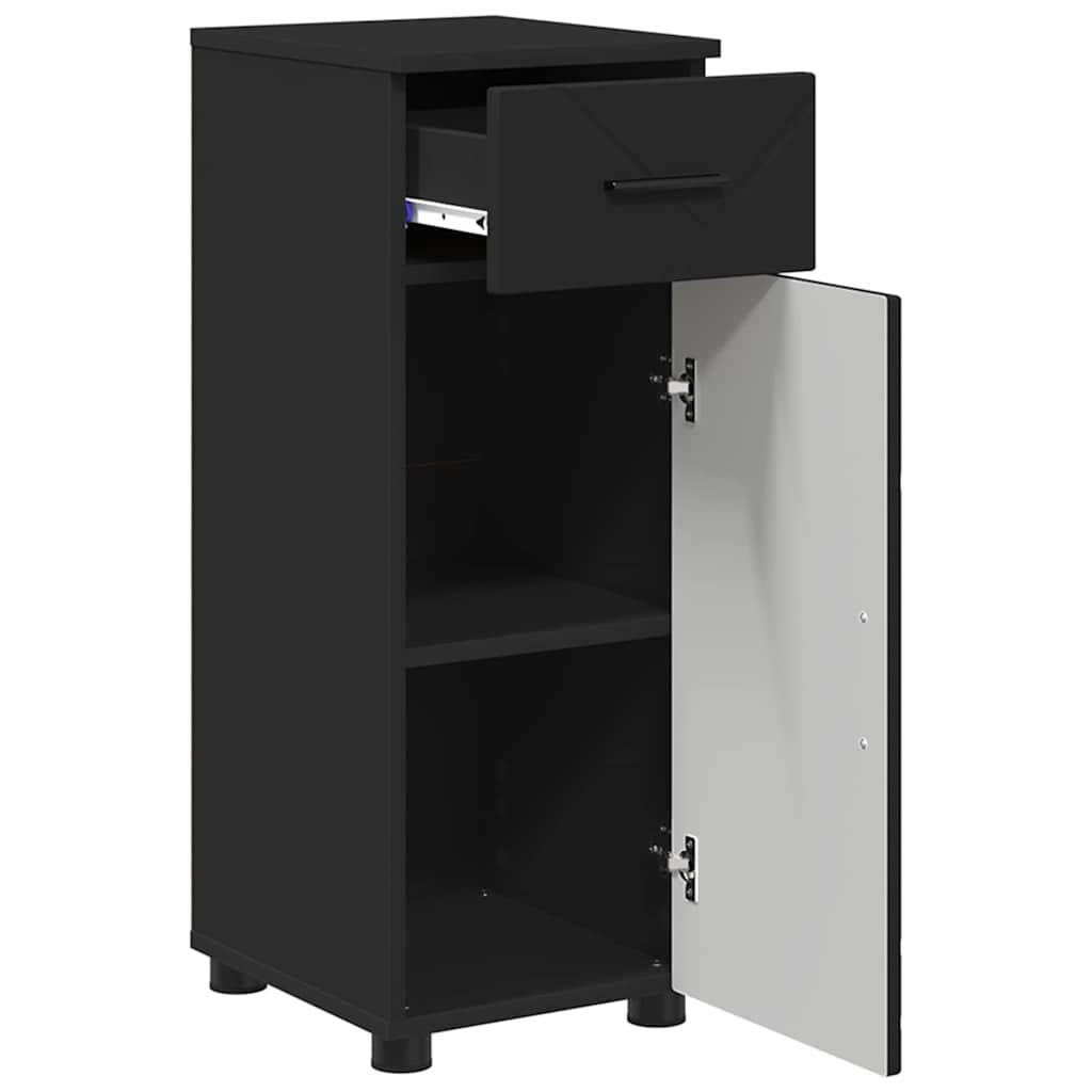 vidaXL Badezimmermöbel-Set 3 pcs Schwarz Holzwerkstoff & Metall