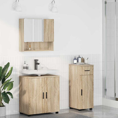 vidaXL Badezimmermöbel-Set 3 pcs Sonoma-Eiche Holzwerkstoff & Metall