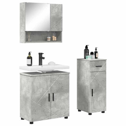 Badezimmermöbel-Set 3 pcs Beton Grau Holzwerkstoff & Metall