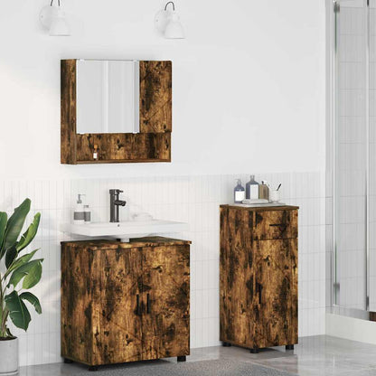 vidaXL Badezimmermöbel-Set mit Schubladen 3 pcs Geräucherte Eiche