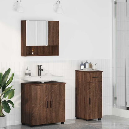 vidaXL Badezimmermöbel-Set mit Schubladen 3 pcs Braun Eichen-Optik
