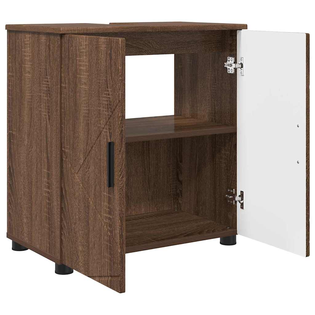 vidaXL Badezimmermöbel-Set mit Schubladen 3 pcs Braun Eichen-Optik