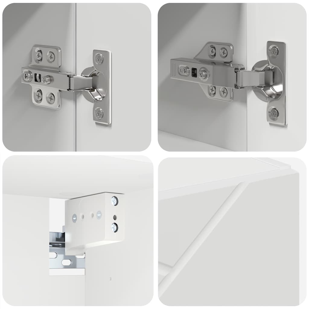 vidaXL Badezimmermöbel-Set mit Tür 4 pcs Weiß Holzwerkstoff & Metall