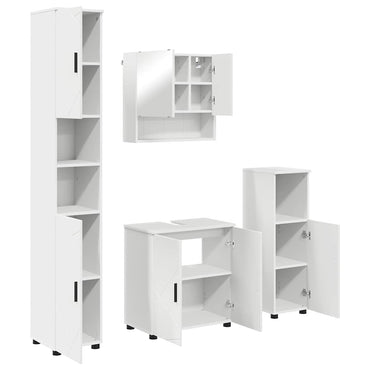 vidaXL Badezimmermöbel-Set mit Tür 4 pcs Weiß Holzwerkstoff & Metall