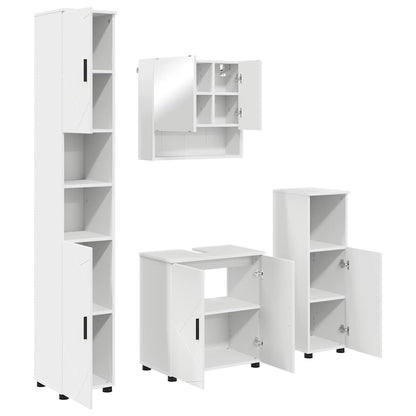 vidaXL Badezimmermöbel-Set mit Tür 4 pcs Weiß Holzwerkstoff & Metall
