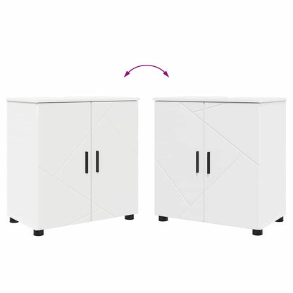 vidaXL Badezimmermöbel-Set mit Tür 4 pcs Weiß Holzwerkstoff & Metall