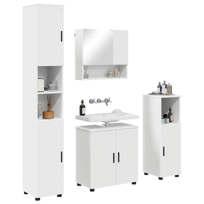 vidaXL Badezimmermöbel-Set mit Tür 4 pcs Weiß Holzwerkstoff & Metall