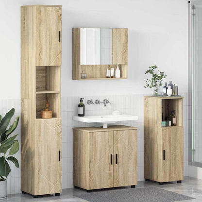 vidaXL Badezimmermöbel-Set 4 pcs Sonoma-Eiche Holzwerkstoff & Metall