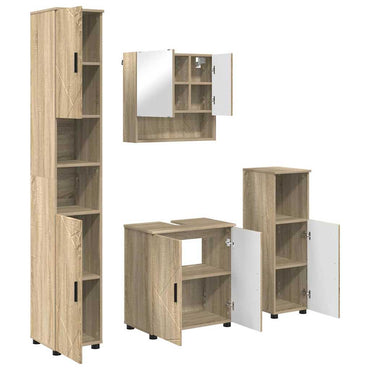 vidaXL Badezimmermöbel-Set 4 pcs Sonoma-Eiche Holzwerkstoff & Metall