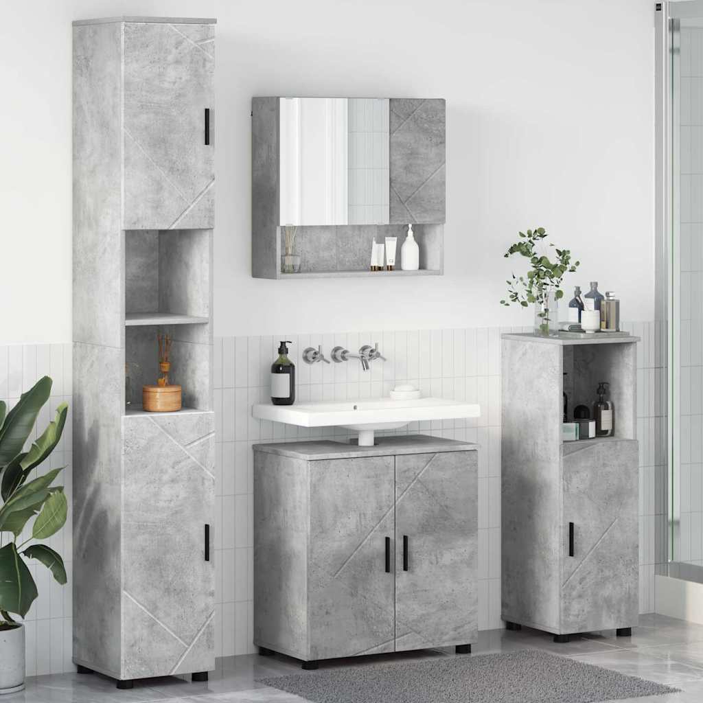 vidaXL Badezimmermöbel-Set 4 pcs Beton Grau Holzwerkstoff & Metall