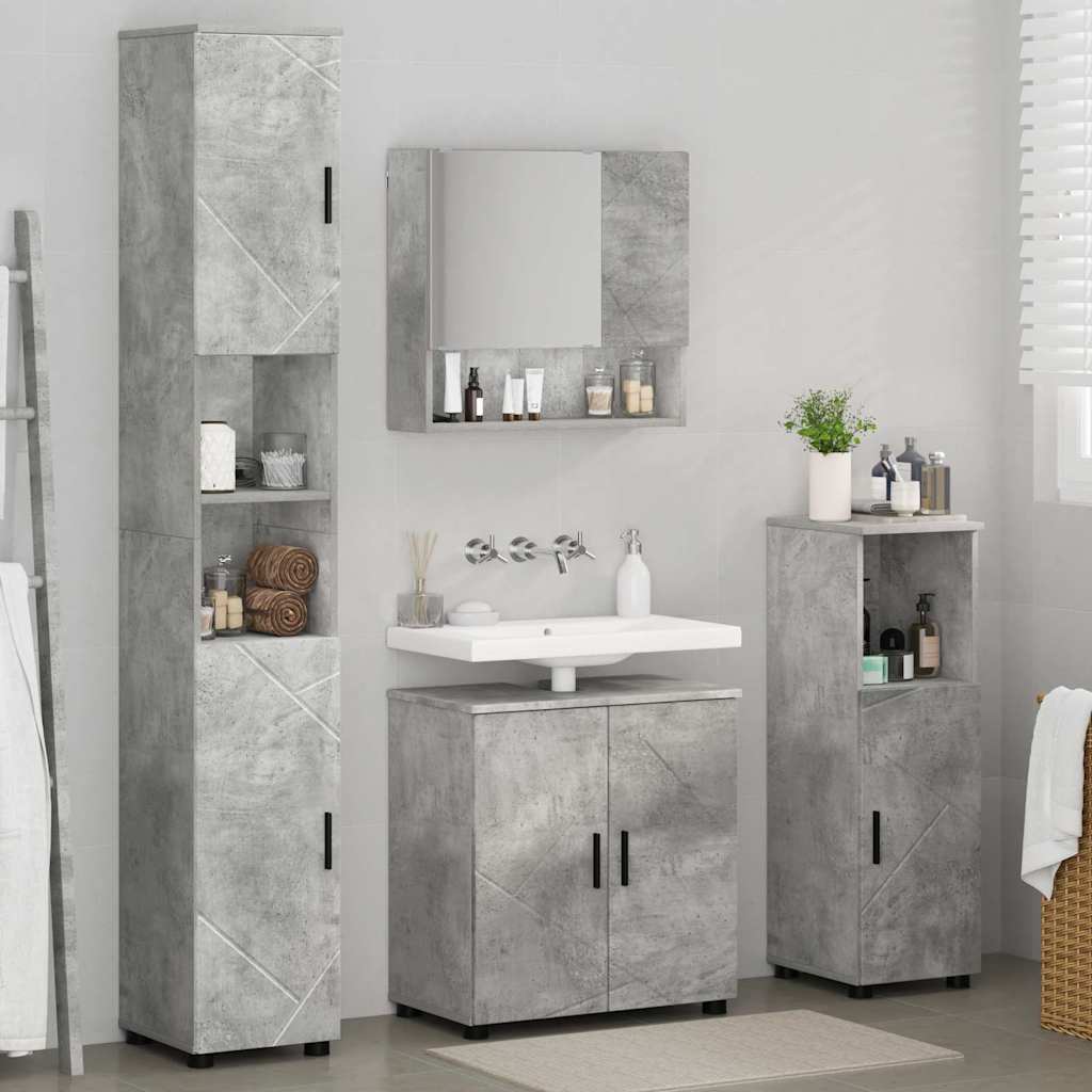 vidaXL Badezimmermöbel-Set 4 pcs Beton Grau Holzwerkstoff & Metall