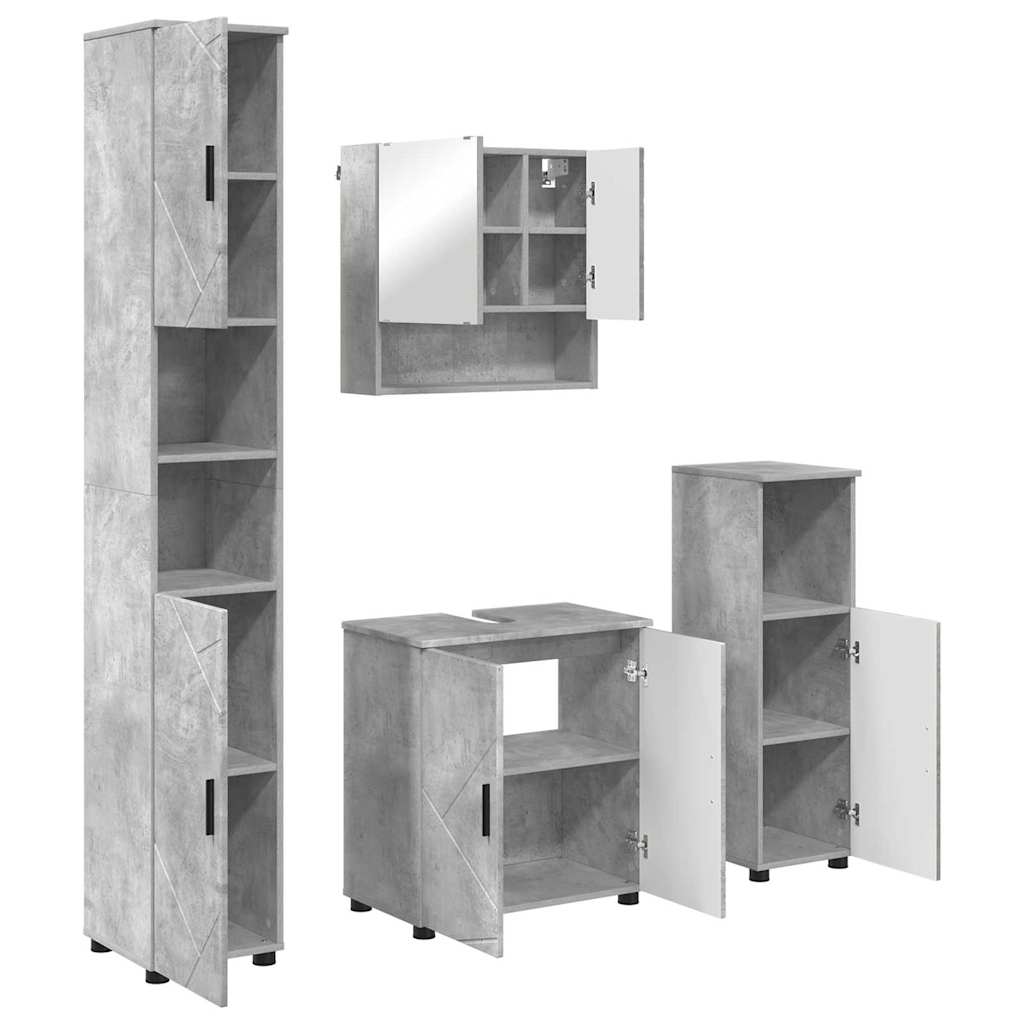 vidaXL Badezimmermöbel-Set 4 pcs Beton Grau Holzwerkstoff & Metall