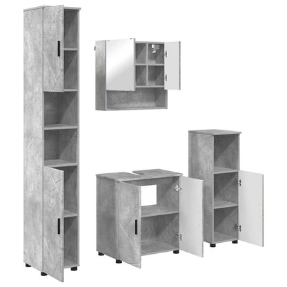 vidaXL Badezimmermöbel-Set 4 pcs Beton Grau Holzwerkstoff & Metall