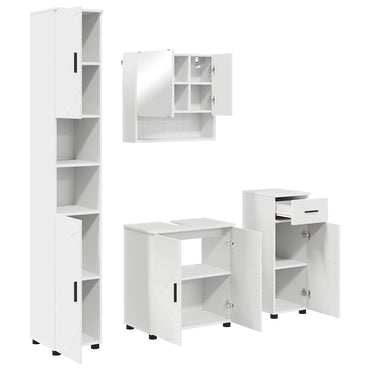 vidaXL Badezimmermöbel-Set mit Tür 4 pcs Weiß Holzwerkstoff & Metall