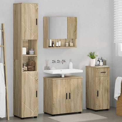 vidaXL Badezimmermöbel-Set 4 pcs Sonoma-Eiche Holzwerkstoff & Metall