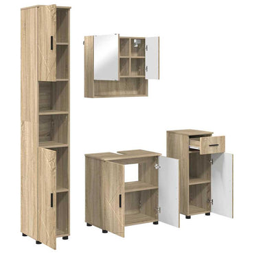 vidaXL Badezimmermöbel-Set 4 pcs Sonoma-Eiche Holzwerkstoff & Metall