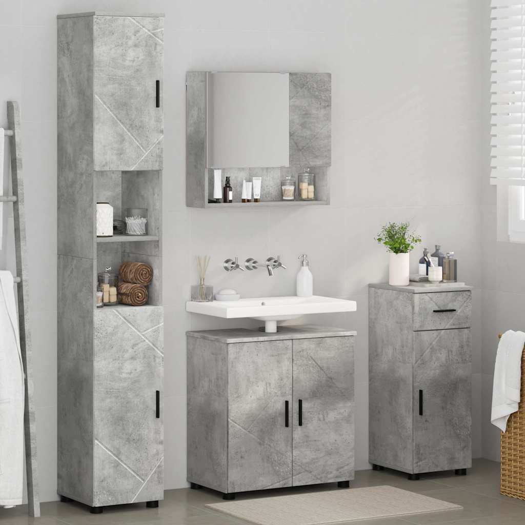 vidaXL Badezimmermöbel-Set 4 pcs Beton Grau Holzwerkstoff & Metall