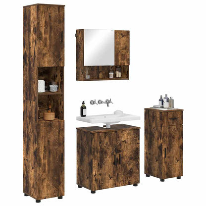 vidaXL Badezimmermöbel-Set mit Schubladen 4 pcs Geräucherte Eiche