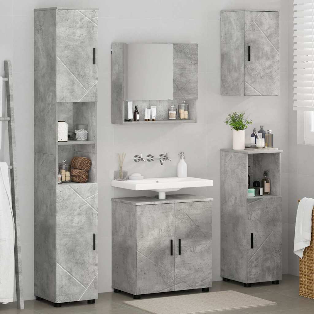 vidaXL Badezimmermöbel-Set 5 pcs Beton Grau Holzwerkstoff & Metall