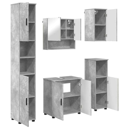 vidaXL Badezimmermöbel-Set 5 pcs Beton Grau Holzwerkstoff & Metall